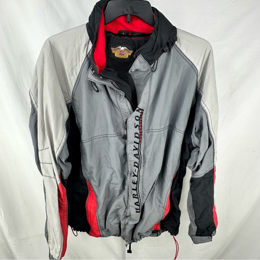 Vintage 90s Harley-Davidson Spellout Colorblock Windbreaker Jacket Sz L